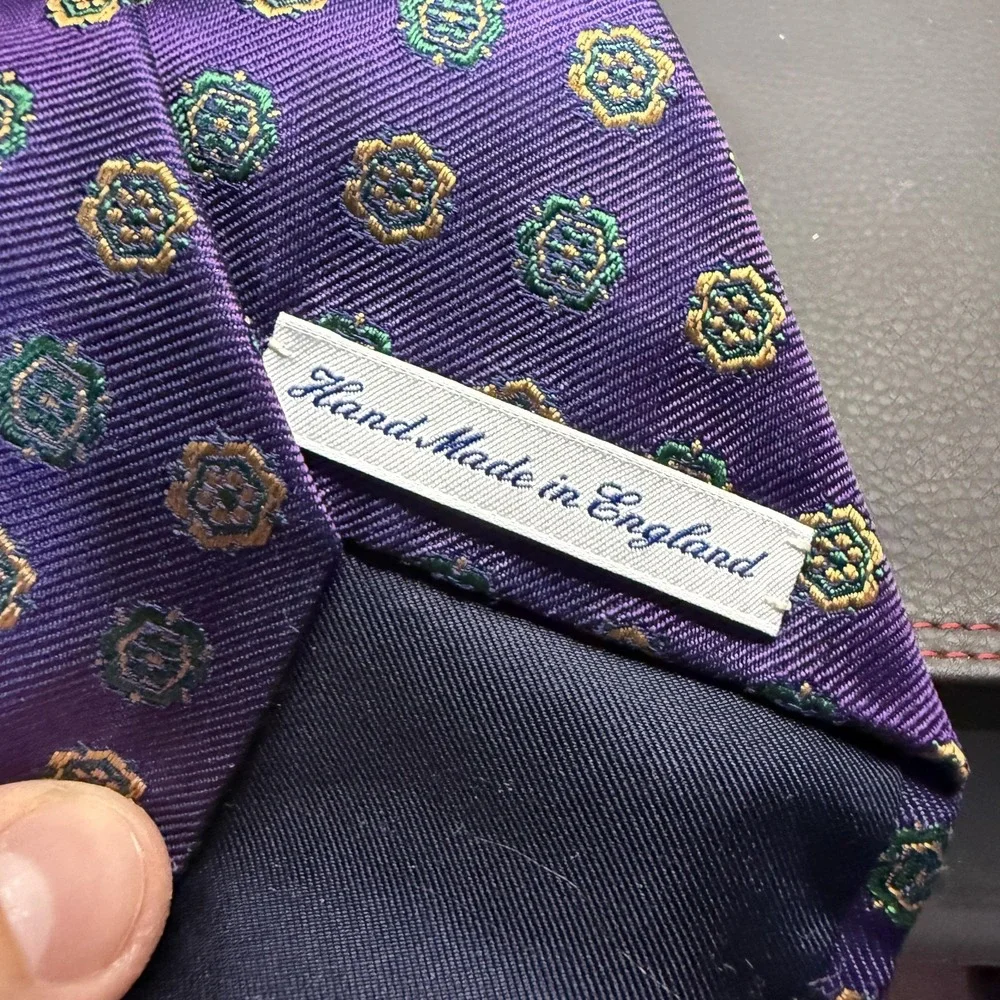 Drake's London Tie Mens Purple Floral Silk Jacquard Made In England Barneys